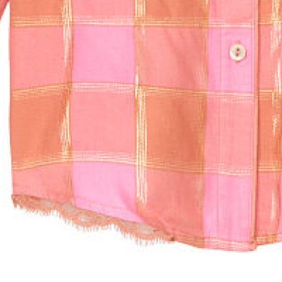 VICTORIA'S SECRET XS Flannel Top Plaid Pink w/ Gold Metallic NWT - Picture 16 of 16